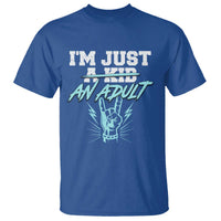 Funny Rock N Roll Lover T Shirt I Am Just A Kid Adulthood Saying - Wonder Print Shop