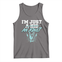Funny Rock N Roll Lover Tank Top I Am Just A Kid Adulthood Saying - Wonder Print Shop
