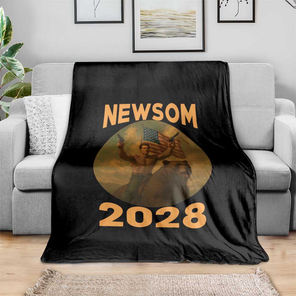 Gavin Newsom 2028 Throw Blanket Patriotic Leader President 48 Riding Bear - Wonder Print Shop
