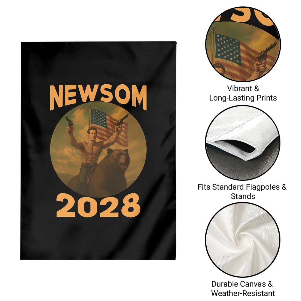 Gavin Newsom 2028 Garden Flag Patriotic Leader President 48 Riding Bear - Wonder Print Shop