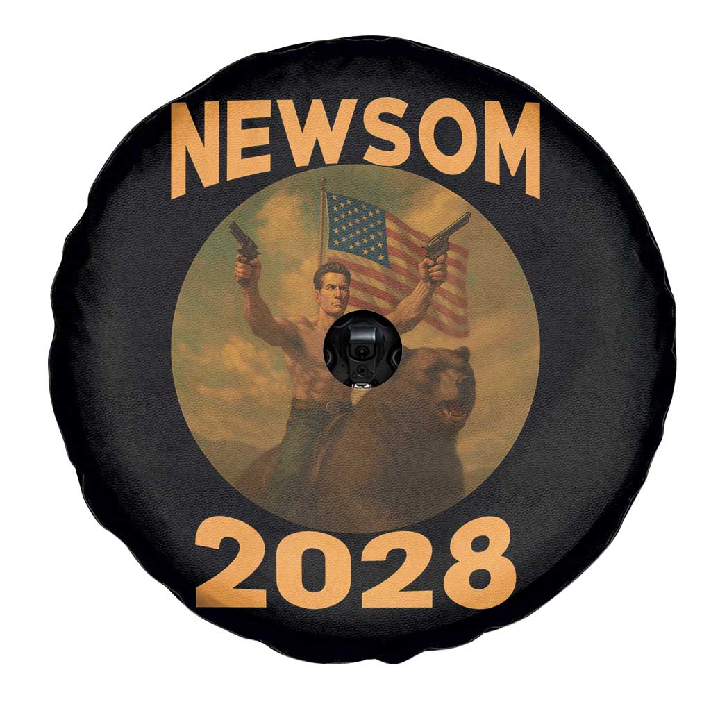 Gavin Newsom 2028 Spare Tire Cover Patriotic Leader President 48 Riding Bear - Wonder Print Shop