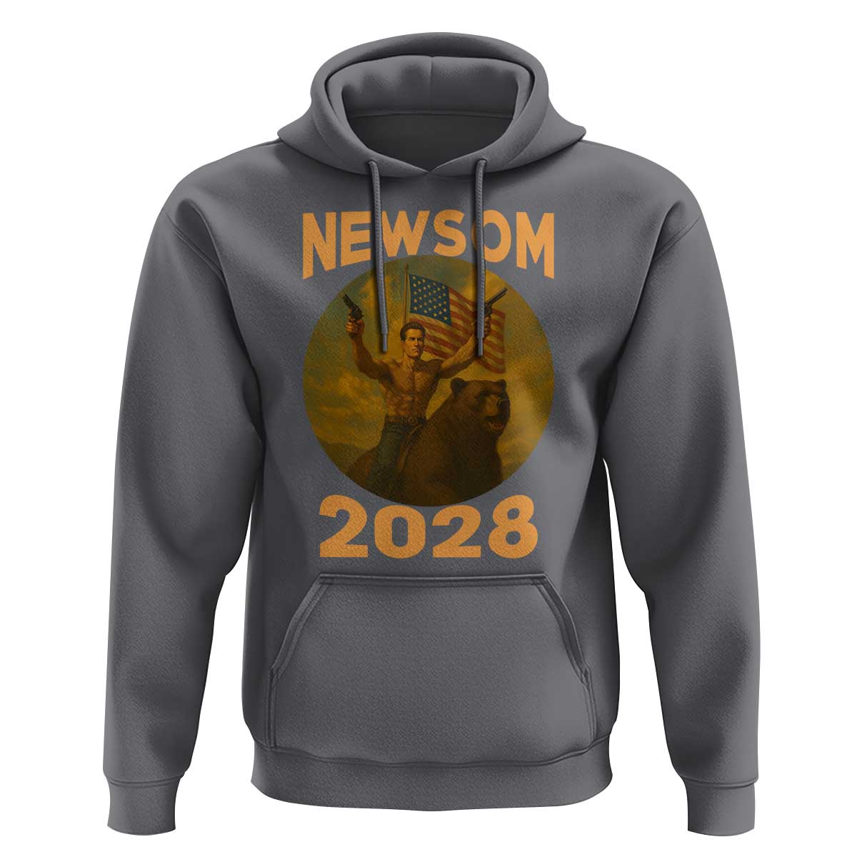 Gavin Newsom 2028 Hoodie Patriotic Leader President 48 Riding Bear - Wonder Print Shop