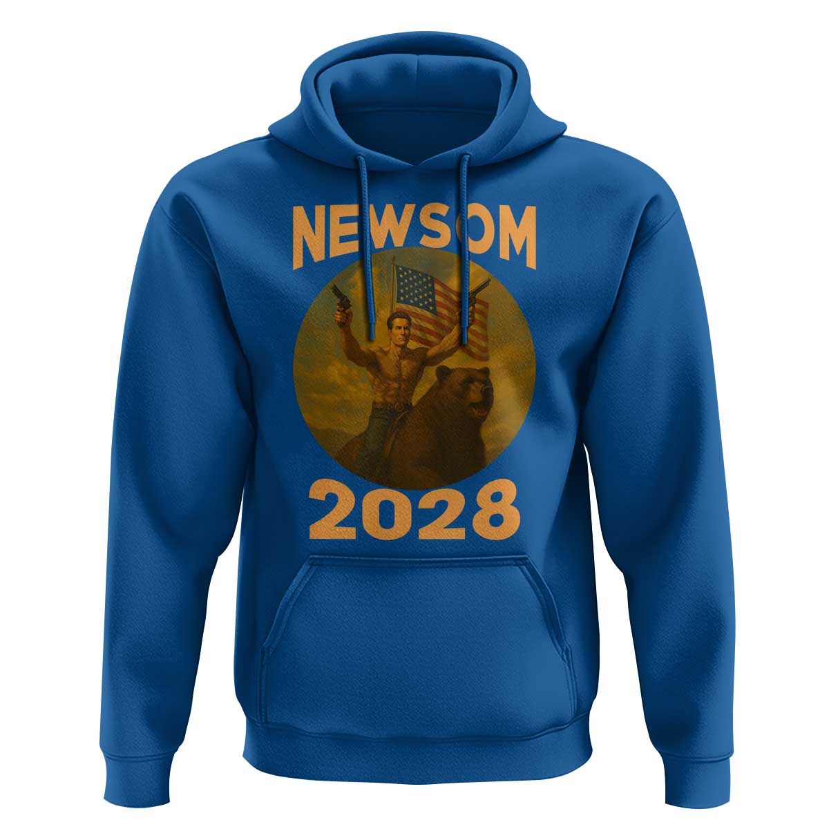 Gavin Newsom 2028 Hoodie Patriotic Leader President 48 Riding Bear - Wonder Print Shop