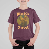 Gavin Newsom 2028 T Shirt For Kid Patriotic Leader President 48 Riding Bear - Wonder Print Shop