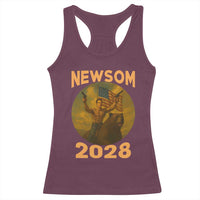 Gavin Newsom 2028 Racerback Tank Top Patriotic Leader President 48 Riding Bear - Wonder Print Shop