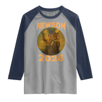 Gavin Newsom 2028 Raglan Shirt Patriotic Leader President 48 Riding Bear - Wonder Print Shop