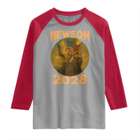 Gavin Newsom 2028 Raglan Shirt Patriotic Leader President 48 Riding Bear - Wonder Print Shop