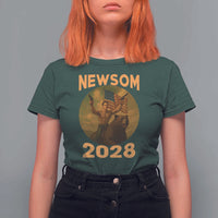 Gavin Newsom 2028 T Shirt For Women Patriotic Leader President 48 Riding Bear - Wonder Print Shop