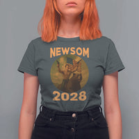 Gavin Newsom 2028 T Shirt For Women Patriotic Leader President 48 Riding Bear - Wonder Print Shop