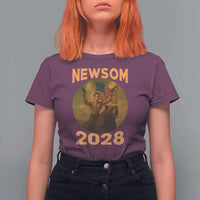 Gavin Newsom 2028 T Shirt For Women Patriotic Leader President 48 Riding Bear - Wonder Print Shop