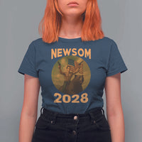 Gavin Newsom 2028 T Shirt For Women Patriotic Leader President 48 Riding Bear - Wonder Print Shop