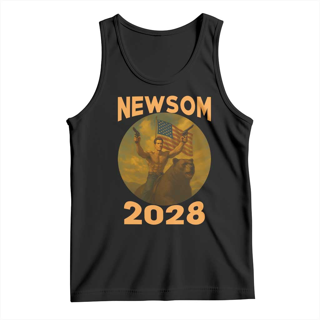 Gavin Newsom 2028 Tank Top Patriotic Leader President 48 Riding Bear - Wonder Print Shop