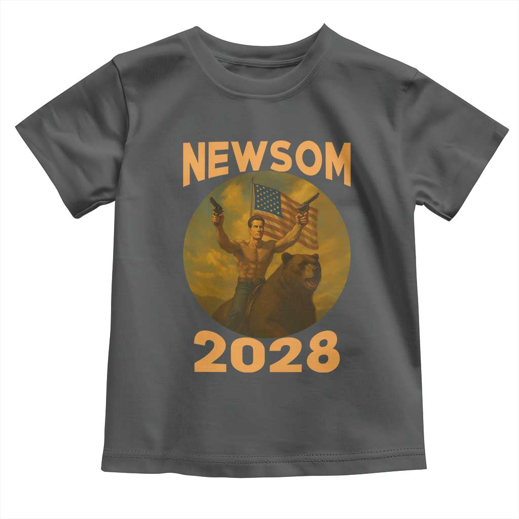 Gavin Newsom 2028 Toddler T Shirt Patriotic Leader President 48 Riding Bear - Wonder Print Shop