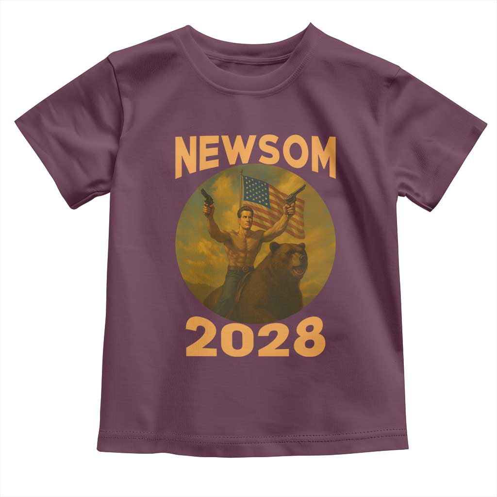 Gavin Newsom 2028 Toddler T Shirt Patriotic Leader President 48 Riding Bear - Wonder Print Shop