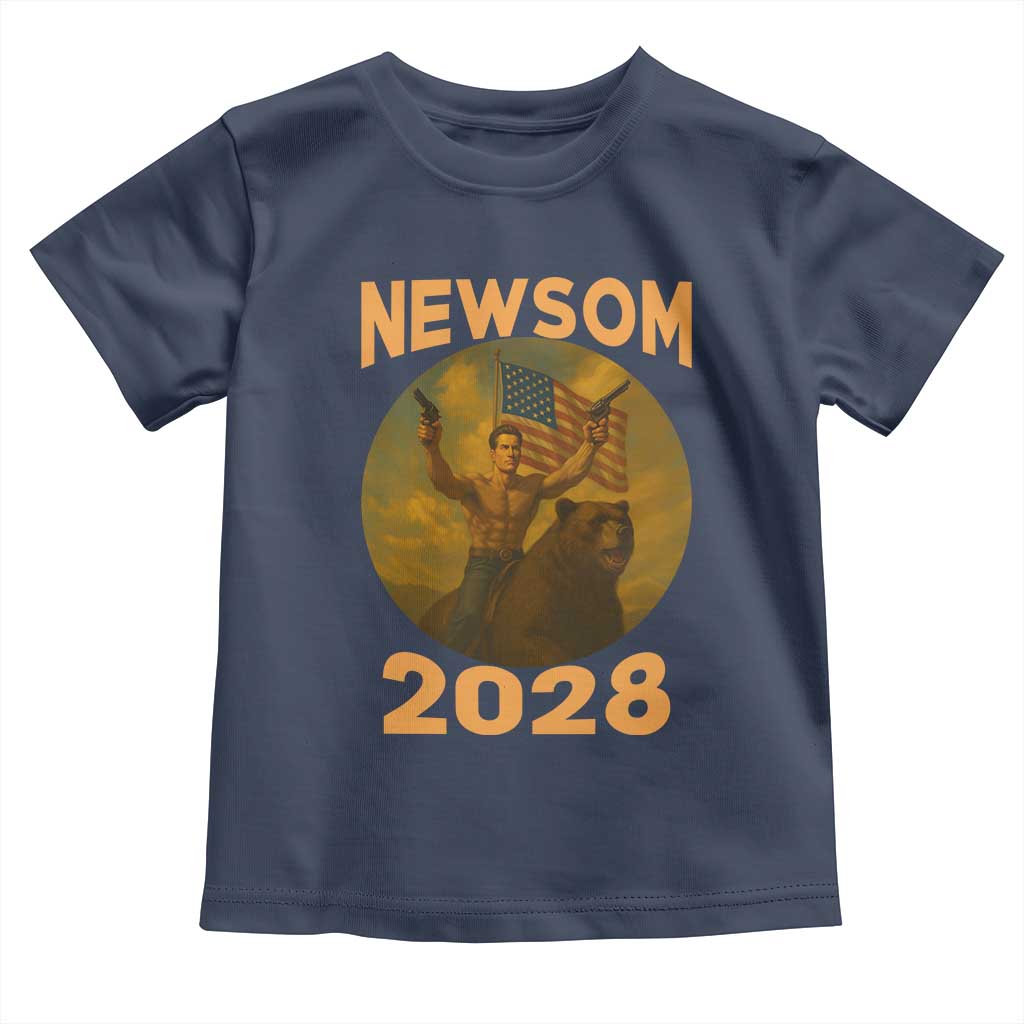 Gavin Newsom 2028 Toddler T Shirt Patriotic Leader President 48 Riding Bear - Wonder Print Shop