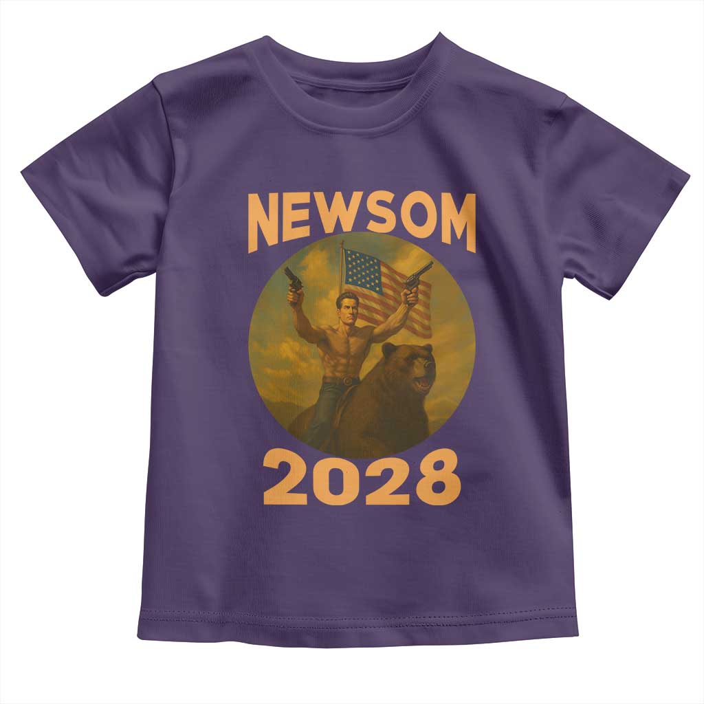 Gavin Newsom 2028 Toddler T Shirt Patriotic Leader President 48 Riding Bear - Wonder Print Shop