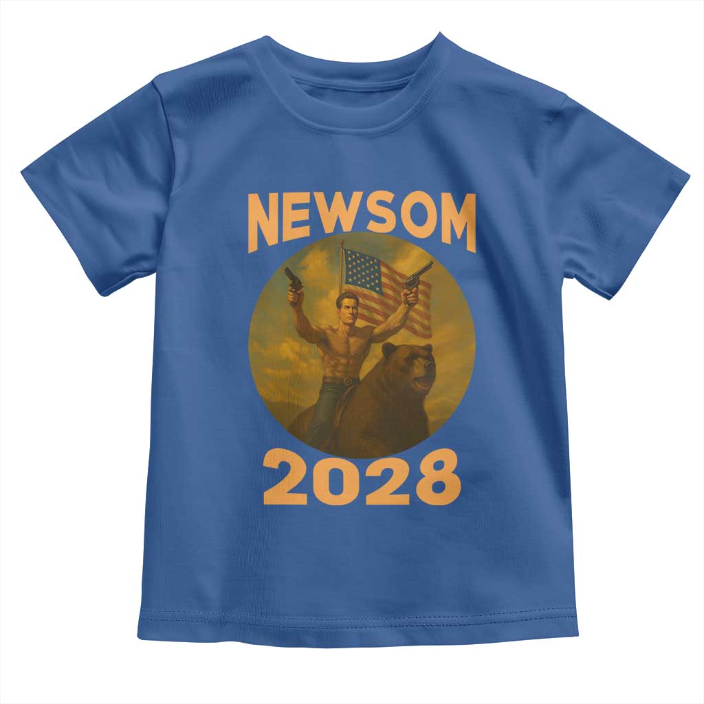 Gavin Newsom 2028 Toddler T Shirt Patriotic Leader President 48 Riding Bear - Wonder Print Shop