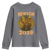 Gavin Newsom 2028 Youth Sweatshirt Patriotic Leader President 48 Riding Bear - Wonder Print Shop