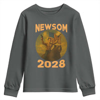Gavin Newsom 2028 Youth Sweatshirt Patriotic Leader President 48 Riding Bear - Wonder Print Shop