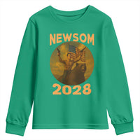 Gavin Newsom 2028 Youth Sweatshirt Patriotic Leader President 48 Riding Bear - Wonder Print Shop