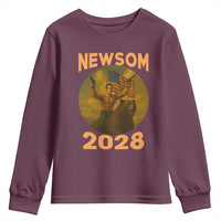 Gavin Newsom 2028 Youth Sweatshirt Patriotic Leader President 48 Riding Bear - Wonder Print Shop