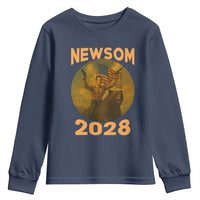 Gavin Newsom 2028 Youth Sweatshirt Patriotic Leader President 48 Riding Bear - Wonder Print Shop