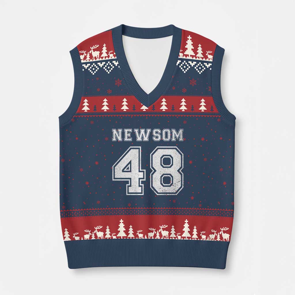 Newsom 48 V-Neck Knit Sweater Vest Gavin Newsom 2028 Presidential Election Campaign - Wonder Print Shop