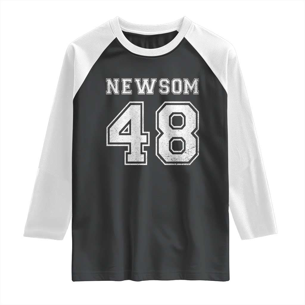 Newsom 48 Raglan Shirt Gavin Newsom 2028 Presidential Election Campaign - Wonder Print Shop