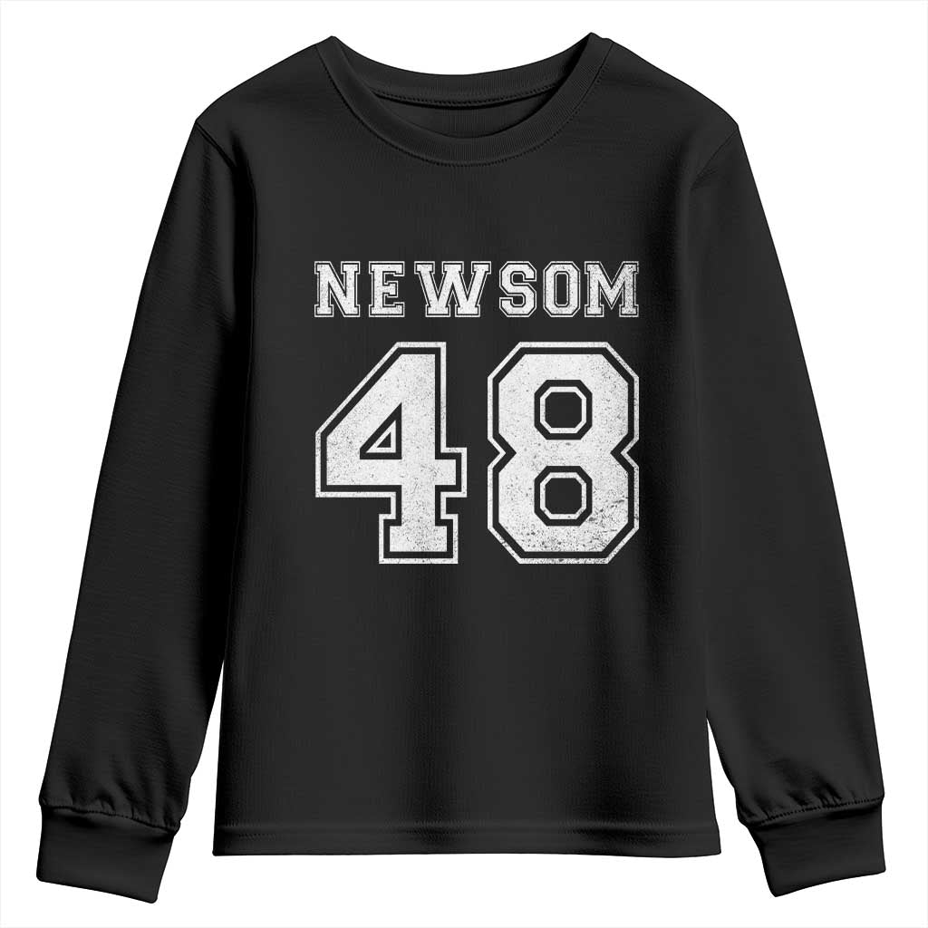 Newsom 48 Youth Sweatshirt Gavin Newsom 2028 Presidential Election Campaign - Wonder Print Shop