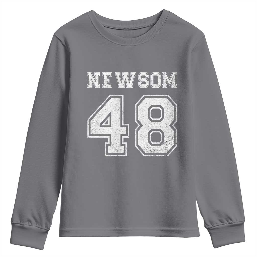 Newsom 48 Youth Sweatshirt Gavin Newsom 2028 Presidential Election Campaign - Wonder Print Shop
