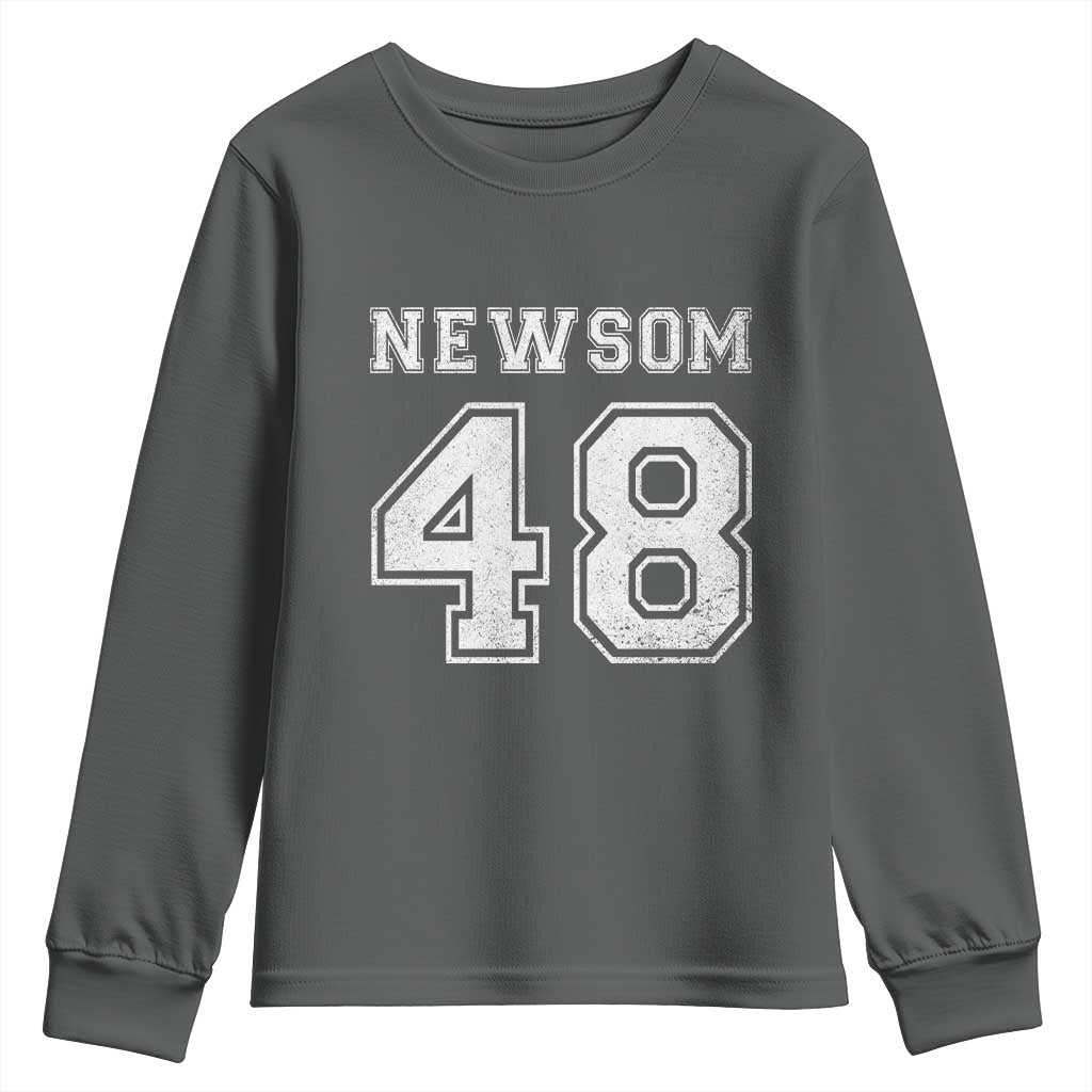 Newsom 48 Youth Sweatshirt Gavin Newsom 2028 Presidential Election Campaign - Wonder Print Shop