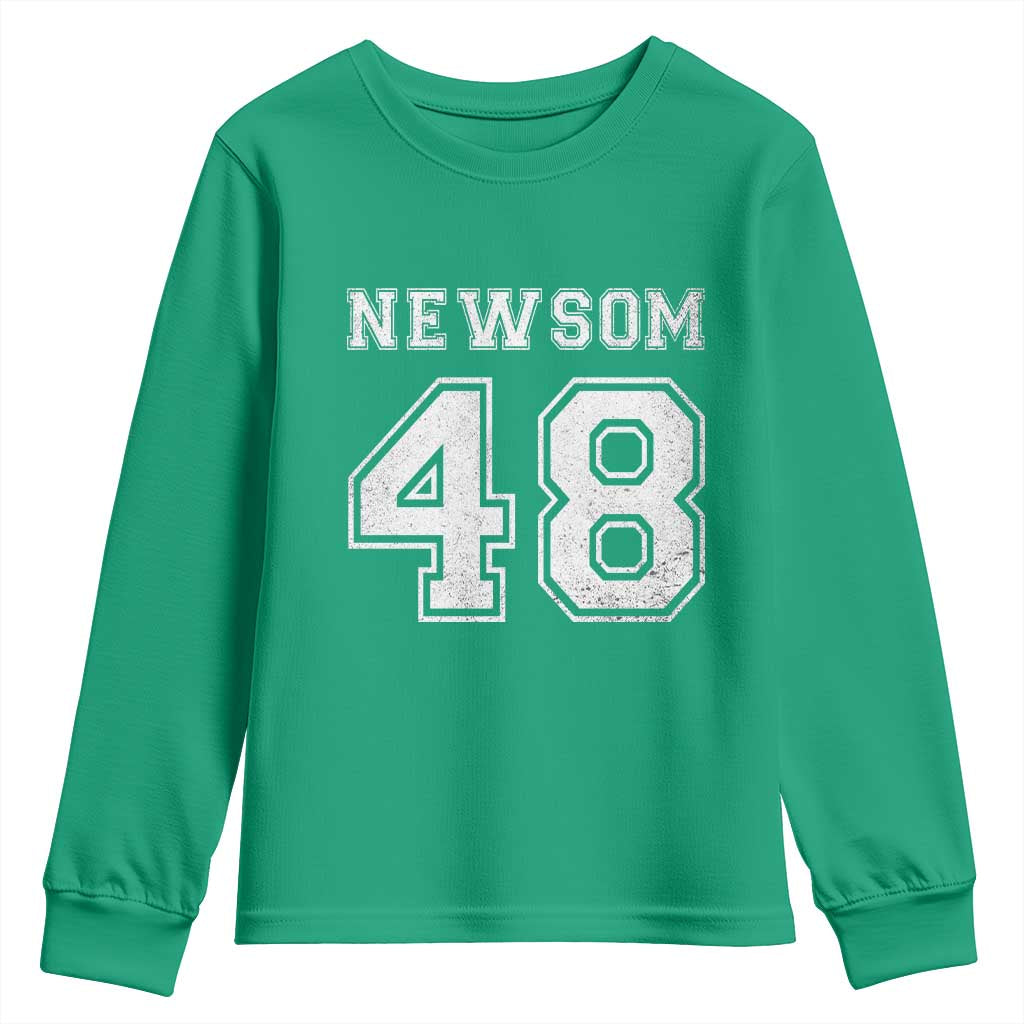 Newsom 48 Youth Sweatshirt Gavin Newsom 2028 Presidential Election Campaign - Wonder Print Shop