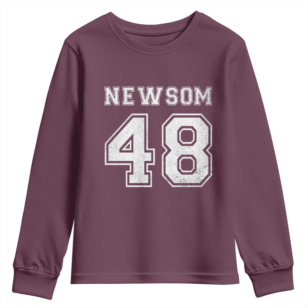 Newsom 48 Youth Sweatshirt Gavin Newsom 2028 Presidential Election Campaign - Wonder Print Shop