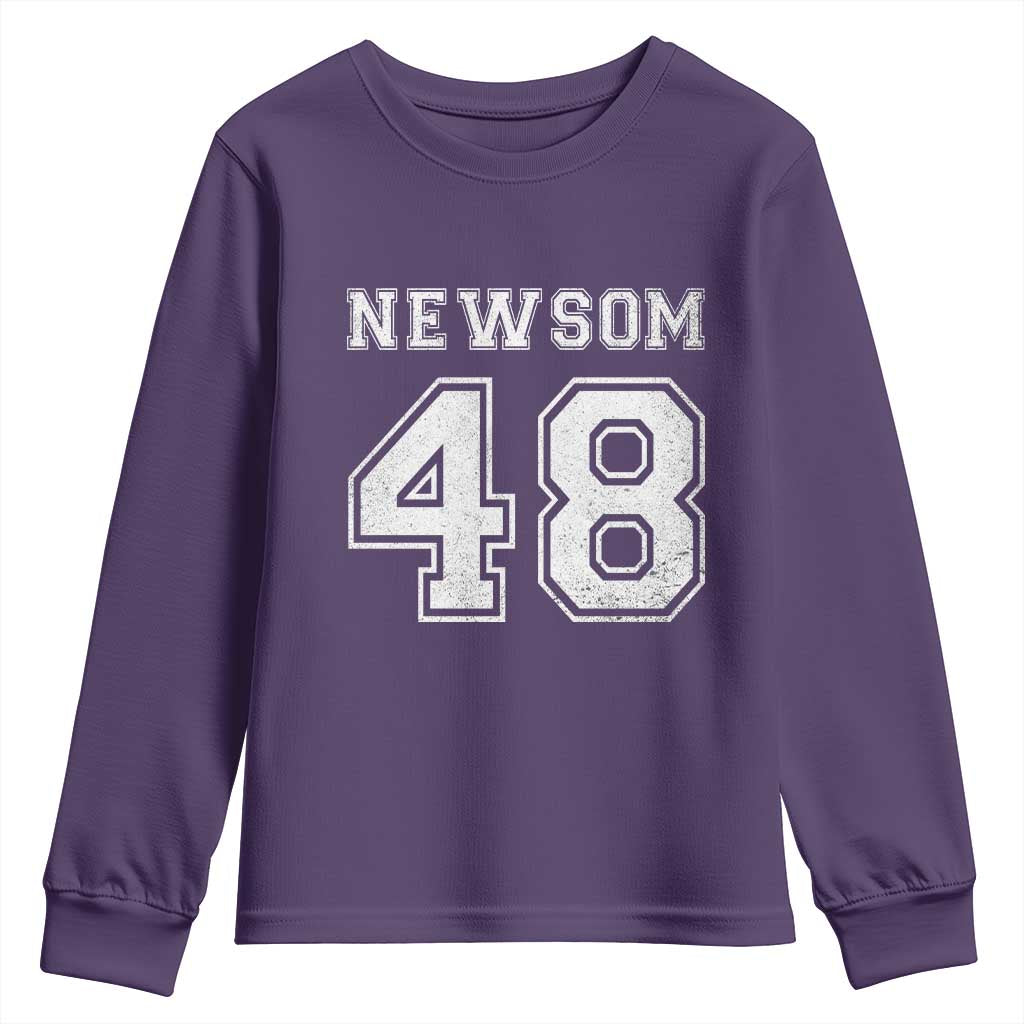 Newsom 48 Youth Sweatshirt Gavin Newsom 2028 Presidential Election Campaign - Wonder Print Shop