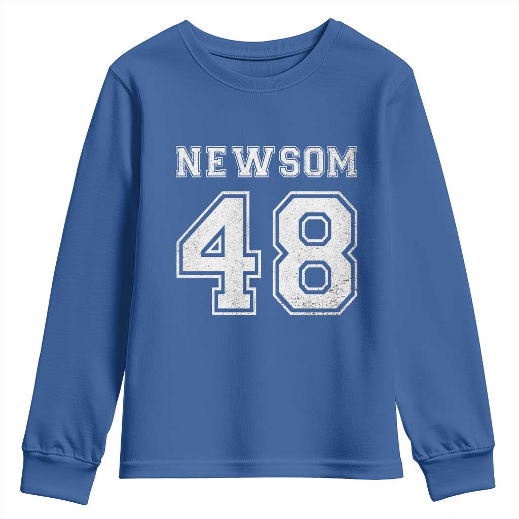 Newsom 48 Youth Sweatshirt Gavin Newsom 2028 Presidential Election Campaign - Wonder Print Shop