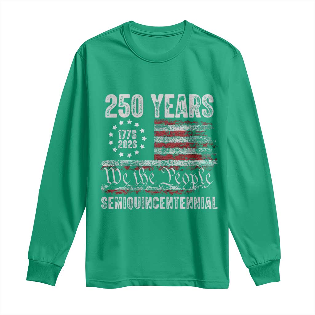 250 Years Semiquincentennial Long Sleeve Shirt 250th America Anniversary Independence Day USA Flag - Wonder Print Shop