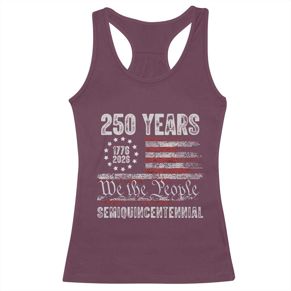 250 Years Semiquincentennial Racerback Tank Top 250th America Anniversary Independence Day USA Flag - Wonder Print Shop