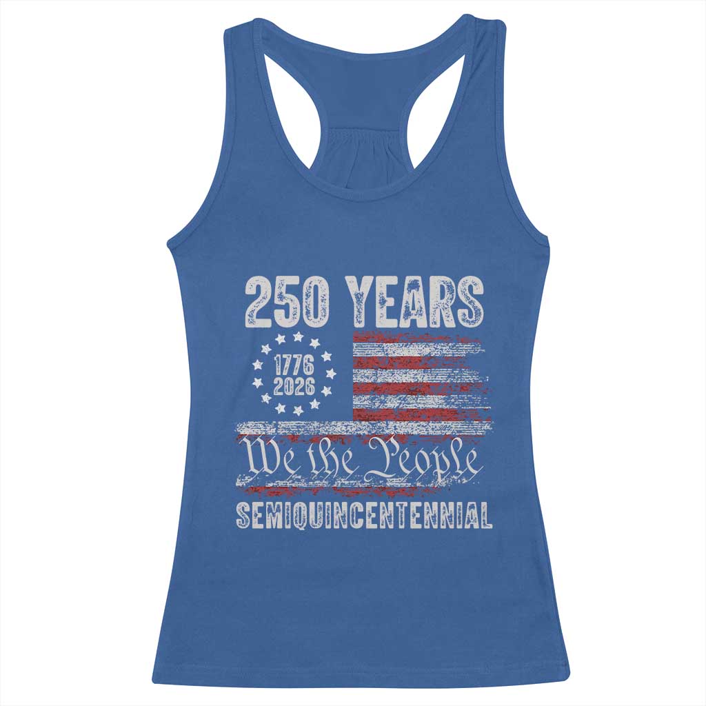 250 Years Semiquincentennial Racerback Tank Top 250th America Anniversary Independence Day USA Flag - Wonder Print Shop