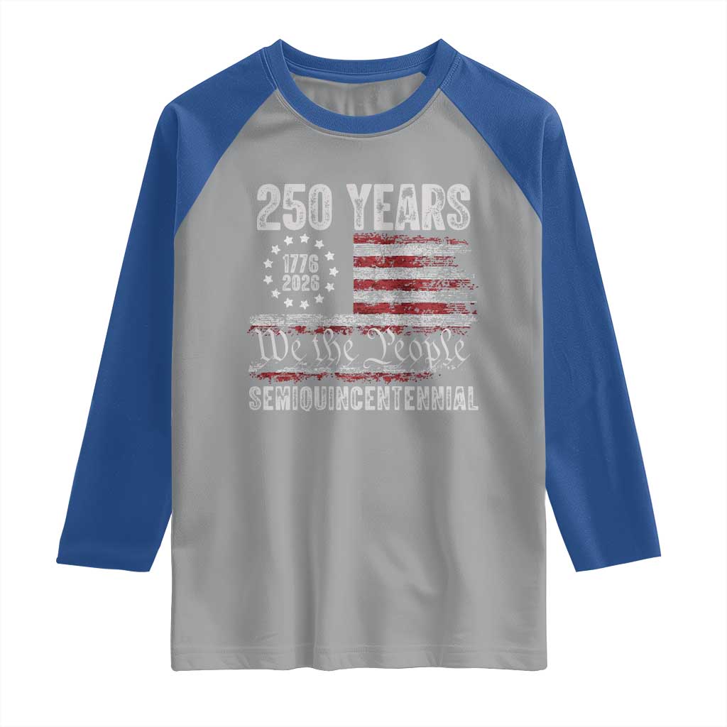 250 Years Semiquincentennial Raglan Shirt 250th America Anniversary Independence Day USA Flag - Wonder Print Shop