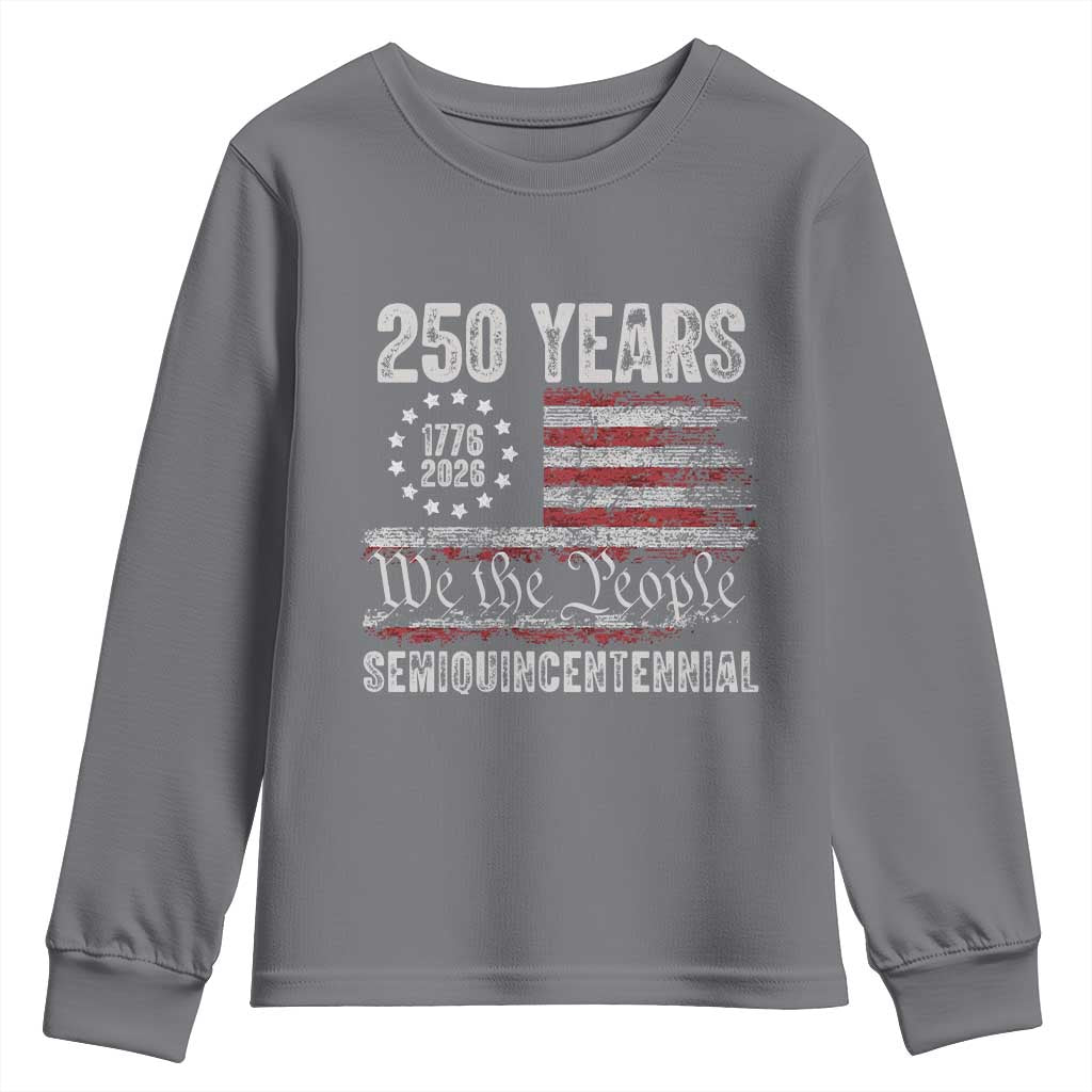 250 Years Semiquincentennial Youth Sweatshirt 250th America Anniversary Independence Day USA Flag - Wonder Print Shop