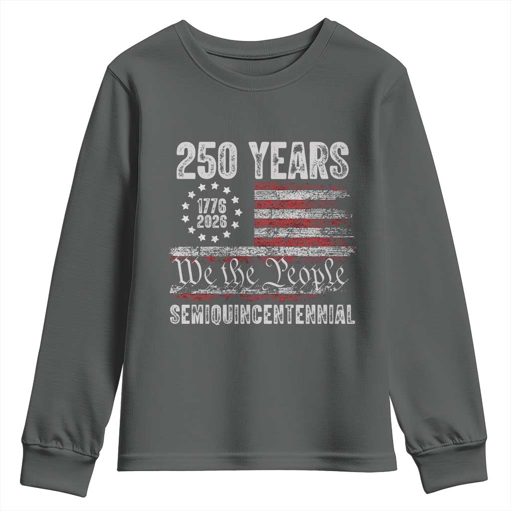 250 Years Semiquincentennial Youth Sweatshirt 250th America Anniversary Independence Day USA Flag - Wonder Print Shop