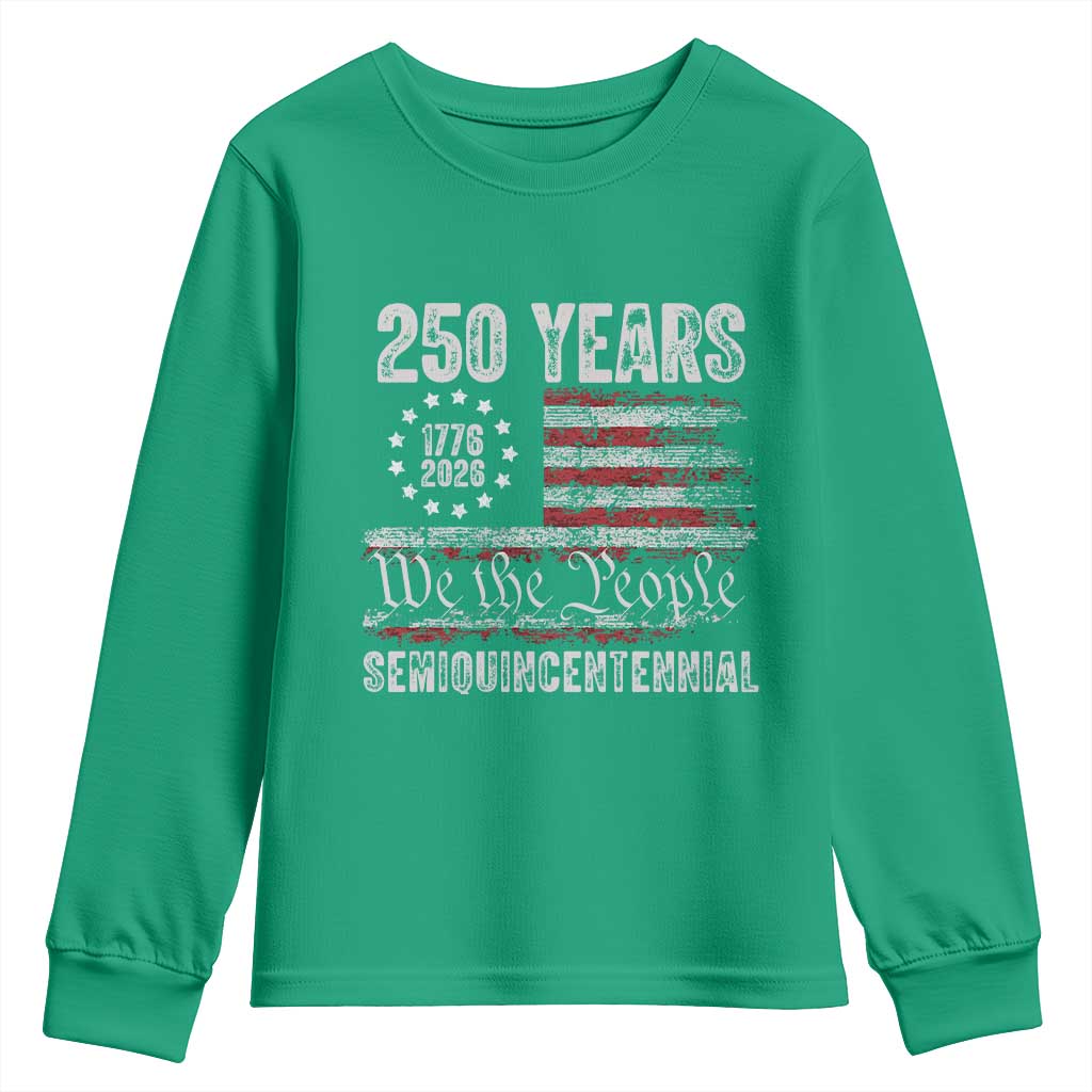 250 Years Semiquincentennial Youth Sweatshirt 250th America Anniversary Independence Day USA Flag - Wonder Print Shop