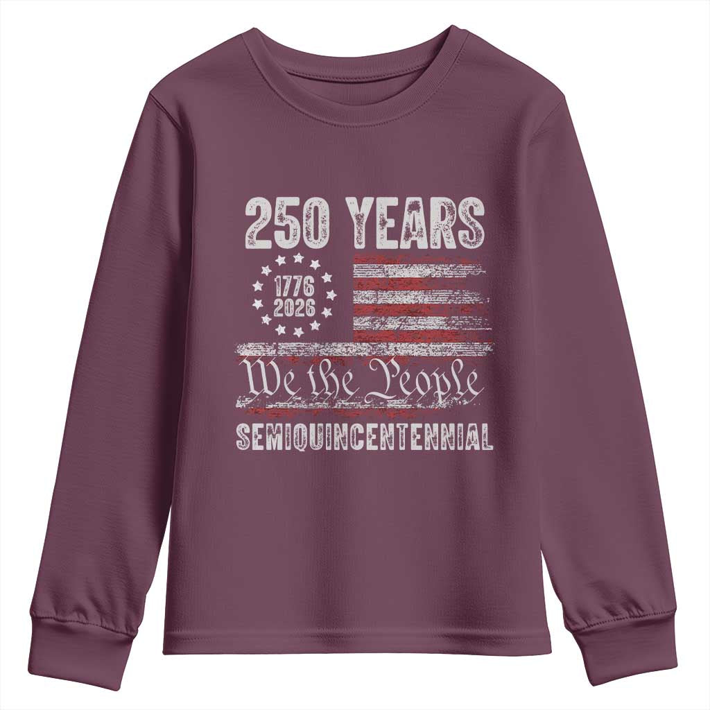 250 Years Semiquincentennial Youth Sweatshirt 250th America Anniversary Independence Day USA Flag - Wonder Print Shop