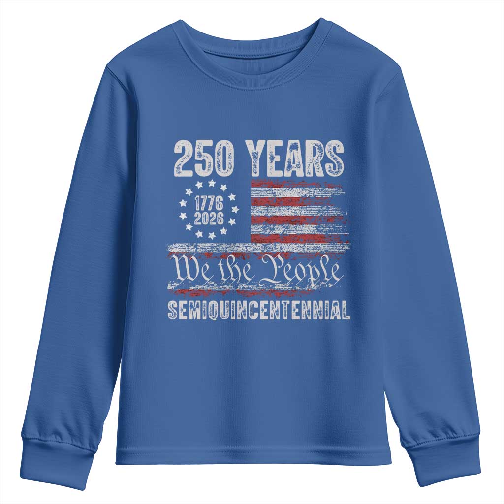 250 Years Semiquincentennial Youth Sweatshirt 250th America Anniversary Independence Day USA Flag - Wonder Print Shop