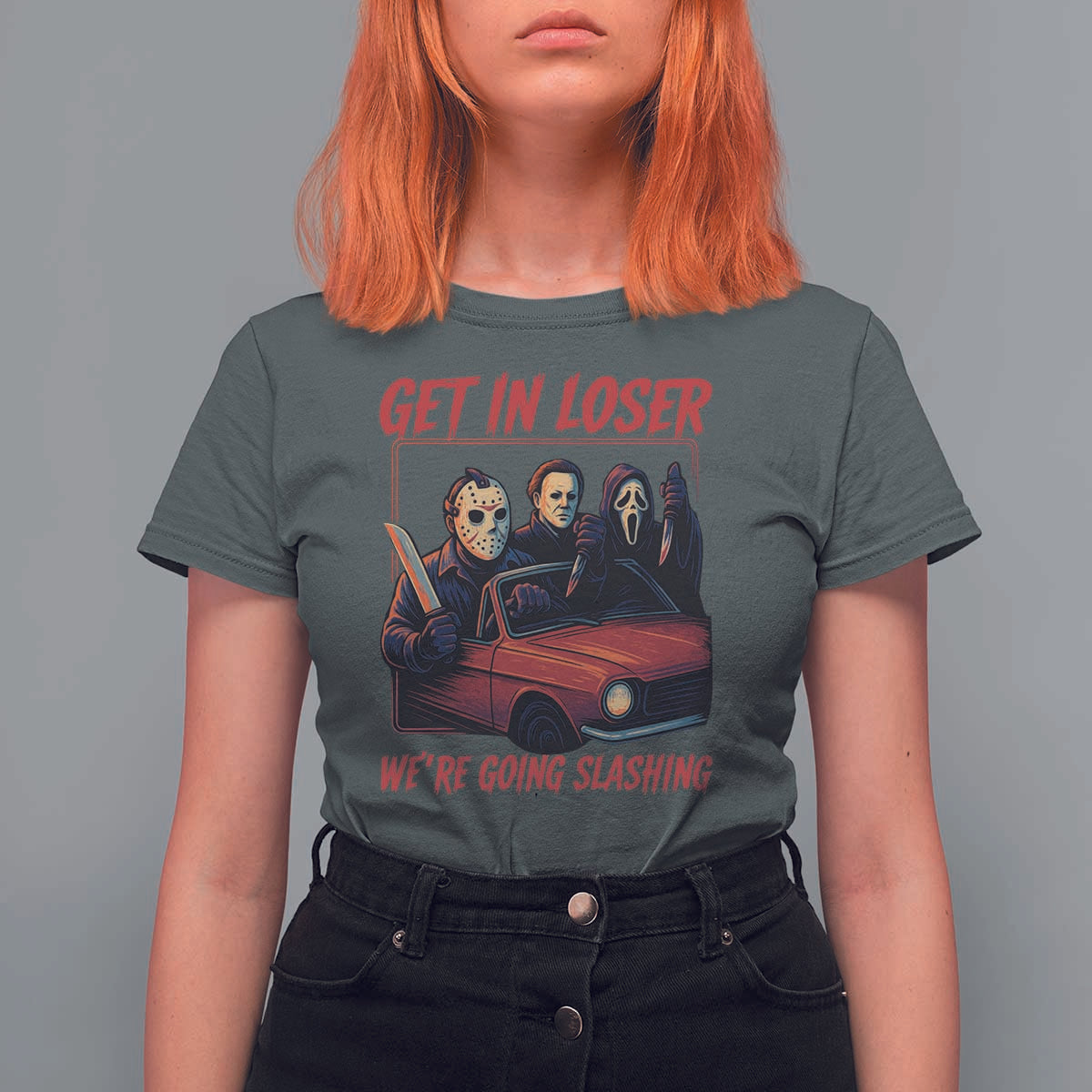 Funny Halloween Horror Slasher T Shirt For Women Get In Loser We Are Going Slashing - Wonder Print Shop