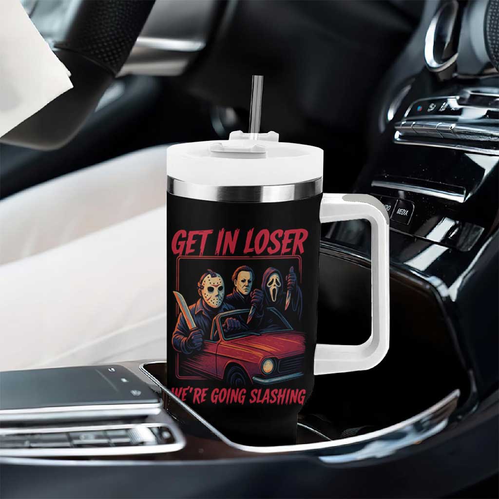 Funny Halloween Horror Slasher Tumbler With Handle Get In Loser We Are Going Slashing - Wonder Print Shop