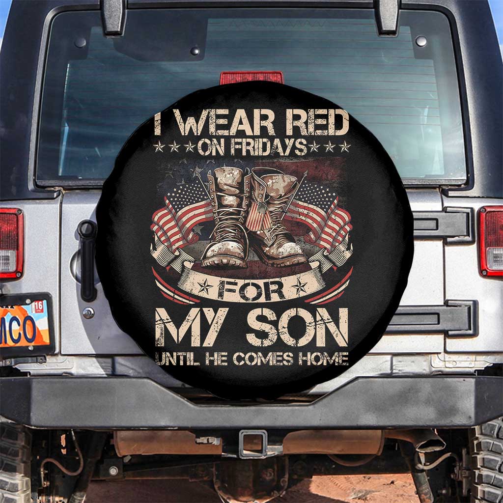 I Wear Red On Fridays For My Son Until He Comes Home Spare Tire Cover Vintage American Flag - Wonder Print Shop