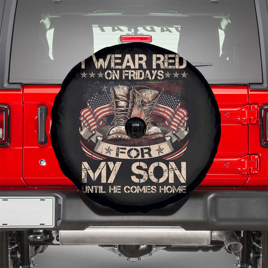 I Wear Red On Fridays For My Son Until He Comes Home Spare Tire Cover Vintage American Flag - Wonder Print Shop