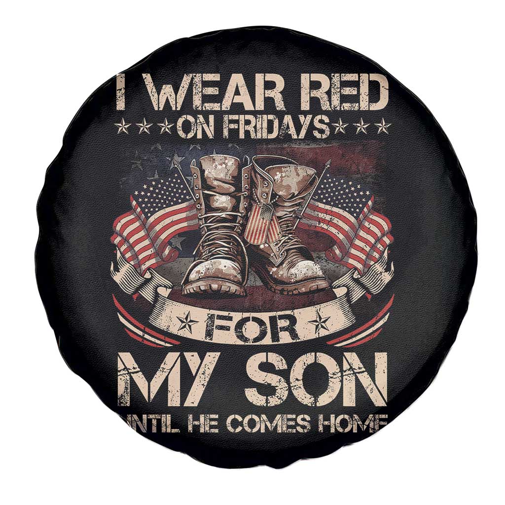 I Wear Red On Fridays For My Son Until He Comes Home Spare Tire Cover Vintage American Flag - Wonder Print Shop