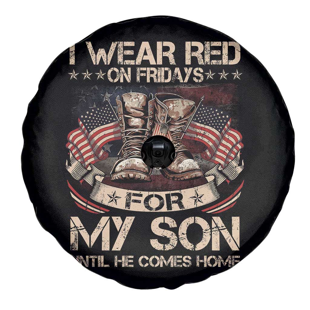 I Wear Red On Fridays For My Son Until He Comes Home Spare Tire Cover Vintage American Flag - Wonder Print Shop